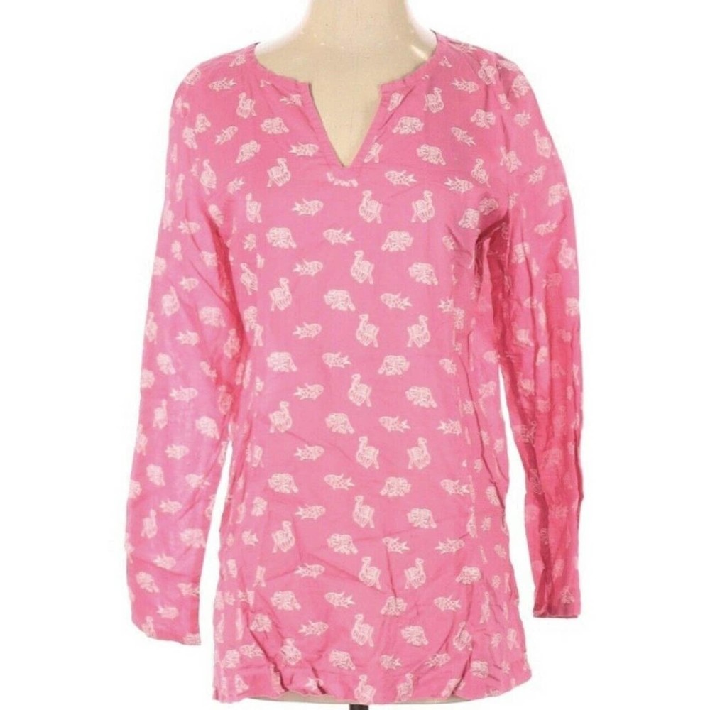J Jill Tunic pink elephant camel Sz Small cotton
